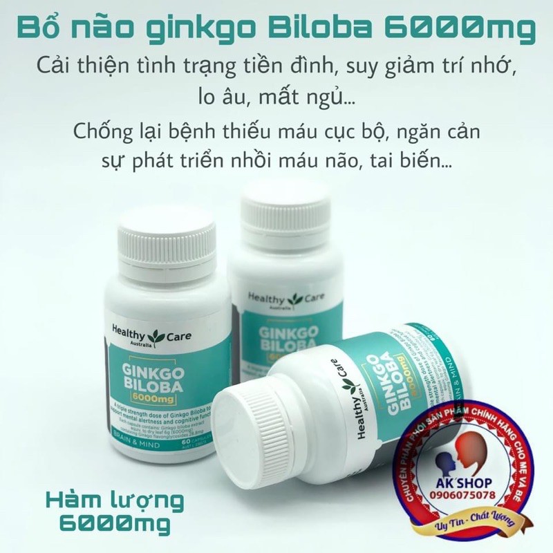 Viên Uống Bổ Não Ginkgo Biloda 6000Mg Hàng Úc