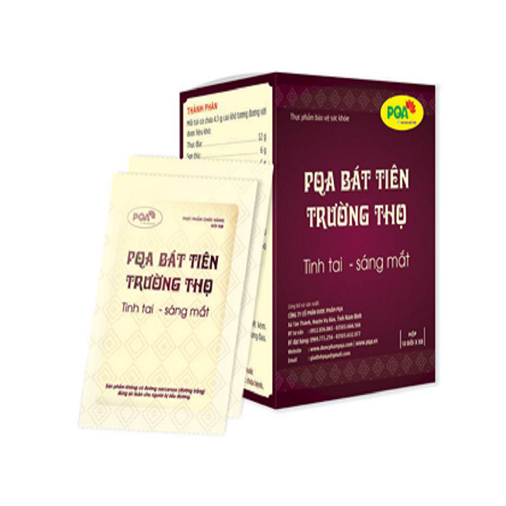 Pqa Bát Tiên Trường Thọ Dạng Cốm Bồi Bổ Thận Âm Mạnh Gân Cốt Tăng Cường Sức Khỏe. Dùng Cho Người Chân Âm Hư Tổn Huyết Kém Nóng Nhiệt Ù Tai Hoa Mắt Chóng Mặt Đau Lưng Mỏi Gối Ho Hen Mạn Tính.