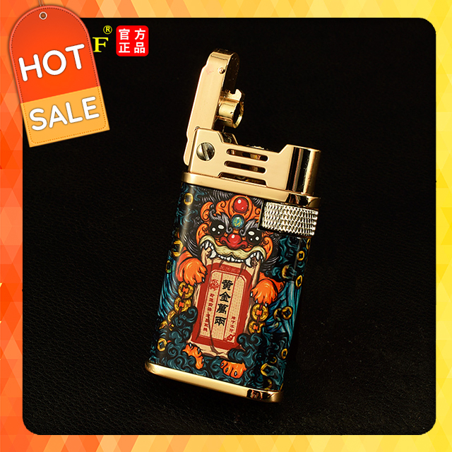 Hộp quẹt bật lửa xăng đá Chief CF218H họa tiết kỳ lân sơn mài tuyệt đẹp - bật lửa xăng - bật lửa độc