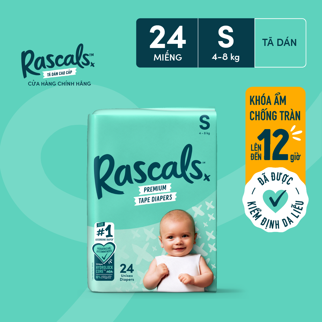 Tã/Bỉm Dán Rascals Size S (4-8kg) 24 miếng