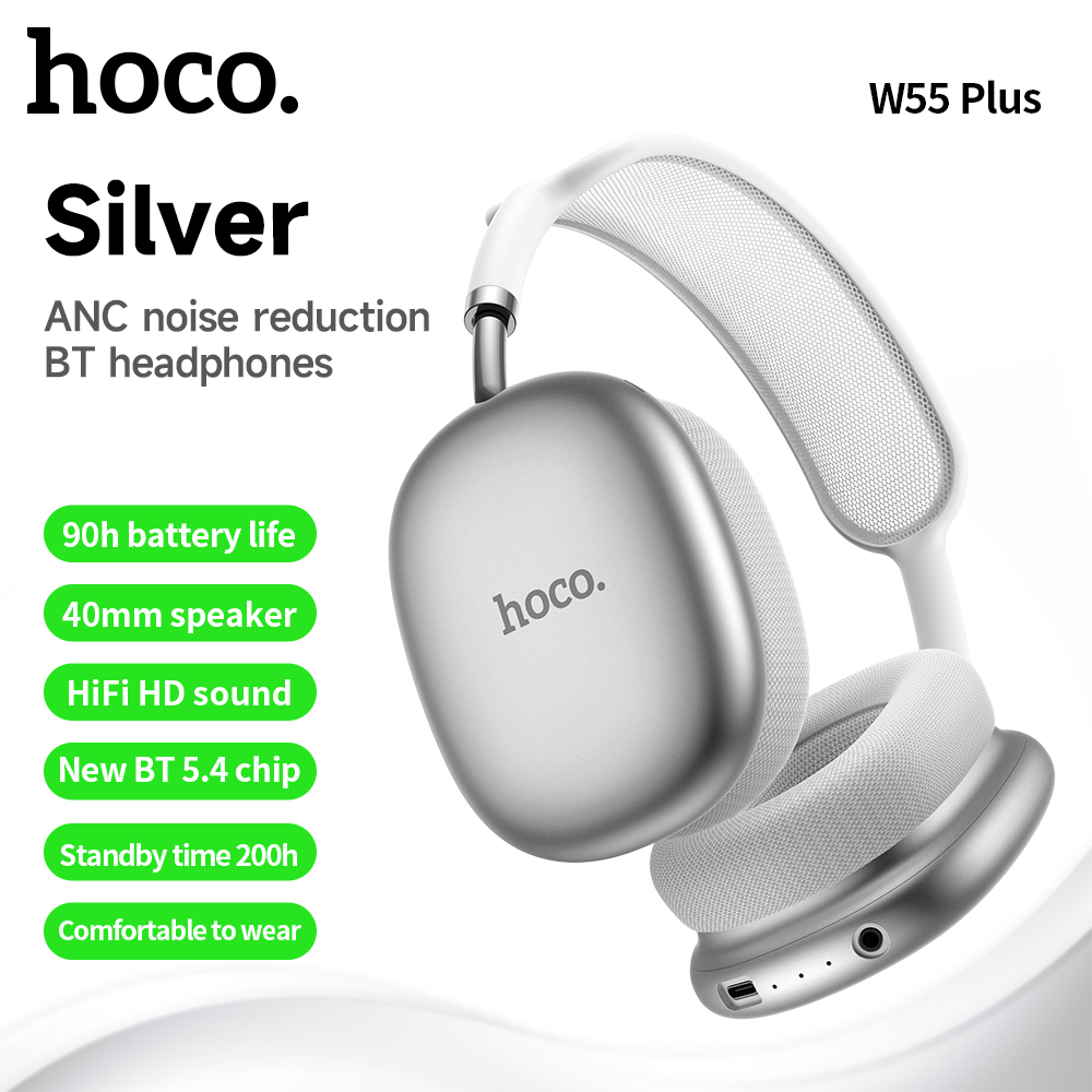 [24 hours Ship] 2025 New Hoco W55 plus ANC Noise Reduction Bluetooth 5.4 Noise Canceling Headphone W