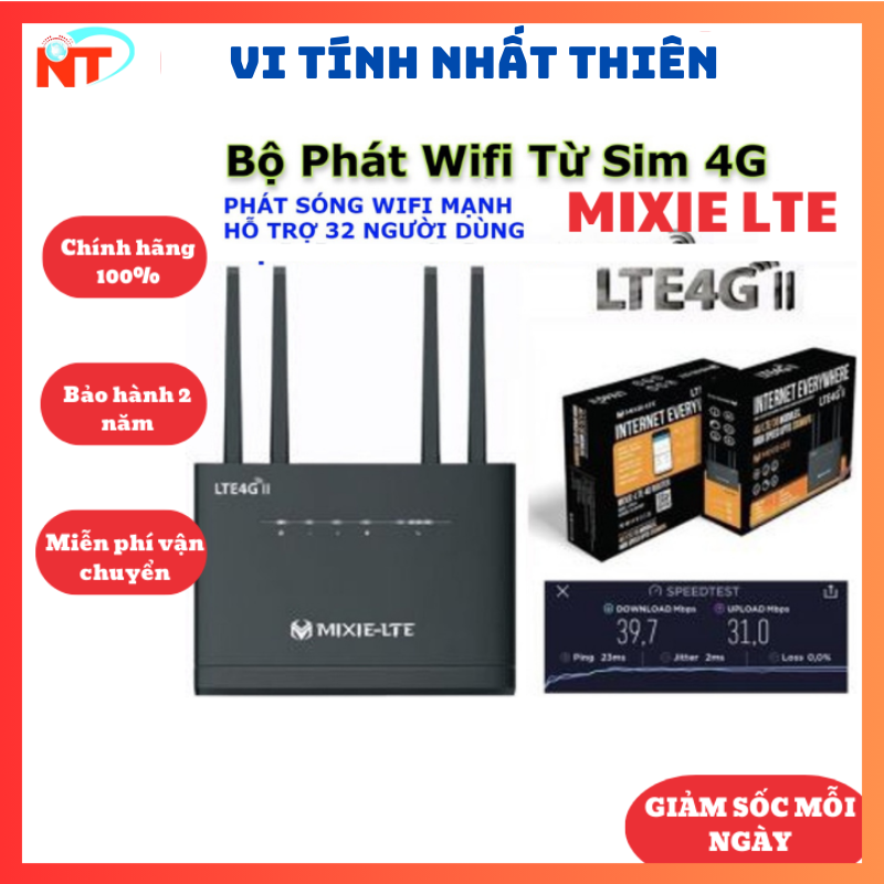 Bộ Phát WIFI Từ Sim 3G/4G MIXIE LTE - 4 Cổng LAN - 4 Anten WIFI 300MBPS 4 Cổng LAN Hỗ Trợ Lên Đến 32 Thiết Bị - Vi tính Nhất Thiên