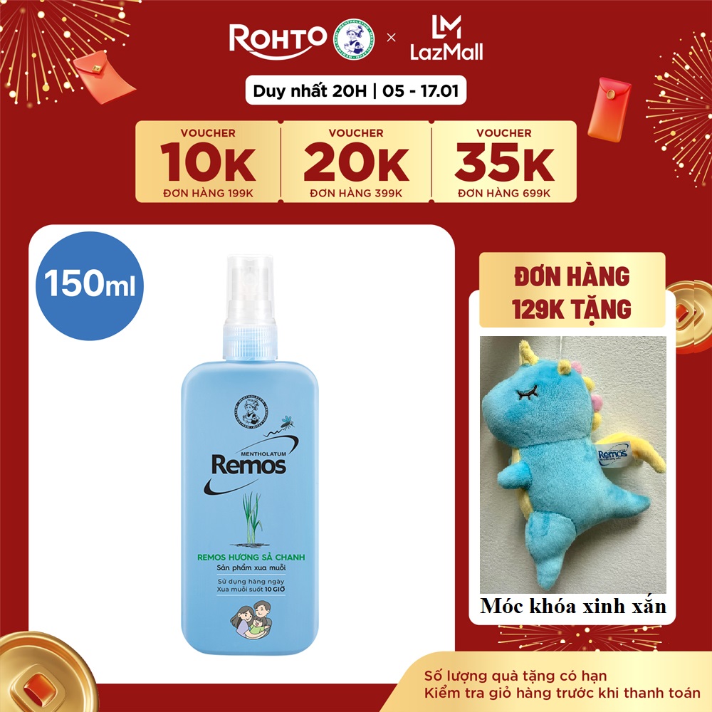 Xịt chống muỗi Rohto Mentholatum Remos Hương Sả Chanh 150ml