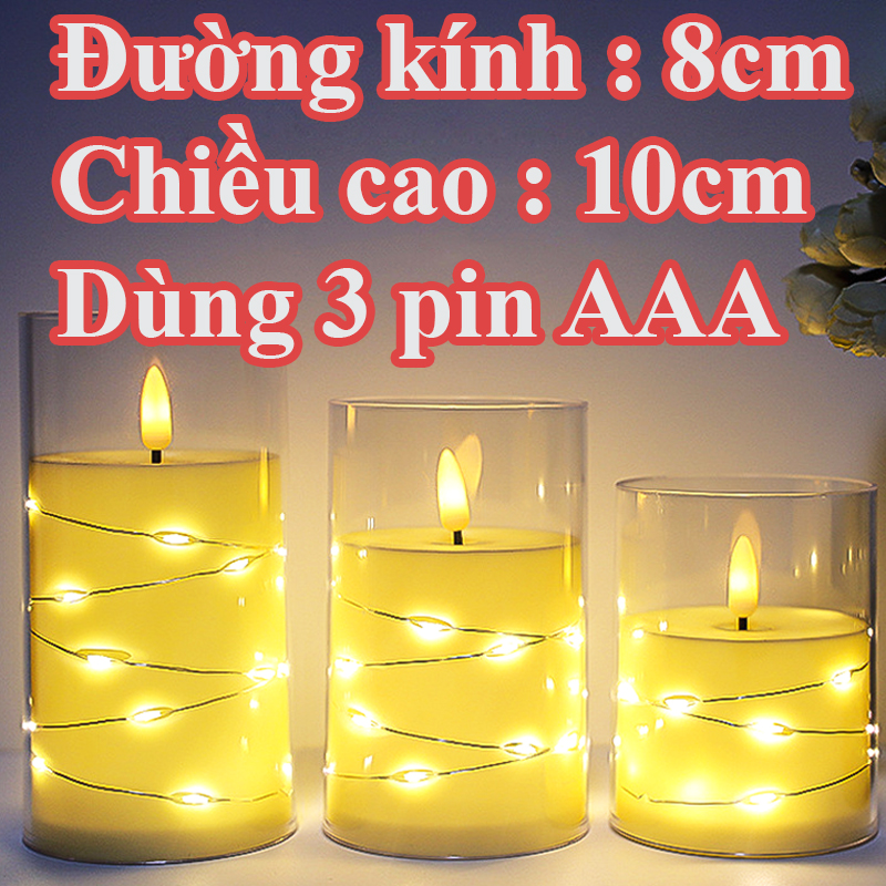 Nến ly cốc điện tử dùng pin loại to siêu lung linh trang trí decor resort party – Đức Hiếu Shop
