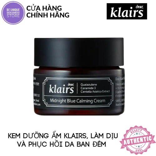 Kem Dưỡng Ẩm Klairs Làm Dịu Và Phục Hồi Da Ban Đêm Dear Klairs Midnight Blue Calming Cream 30Ml