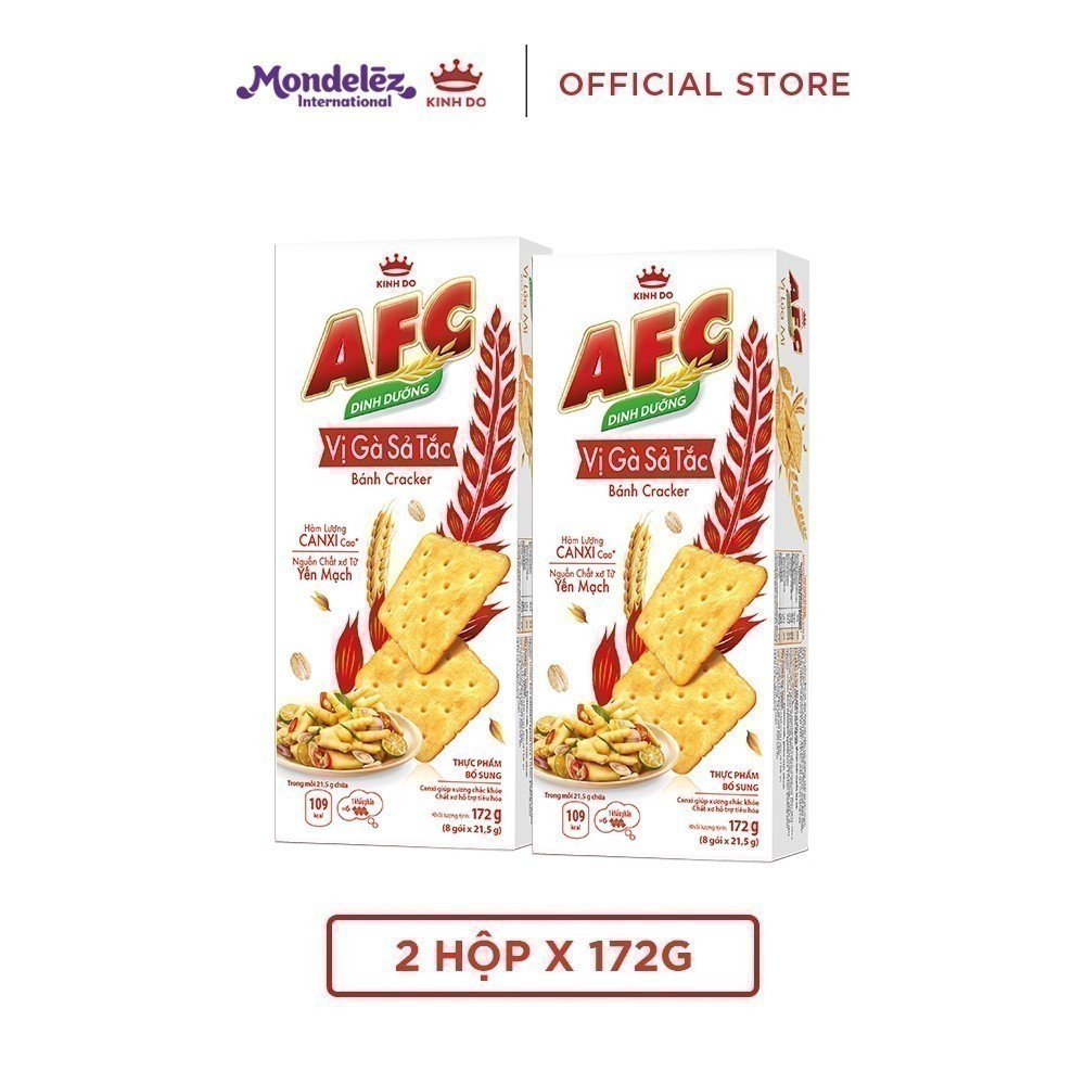 [BAO BÌ GIAO NGẪU NHIÊN] Combo 2 Hộp Afc Bánh Cracker Dinh Dưỡng Vị Gà Sả Tắc X 172G