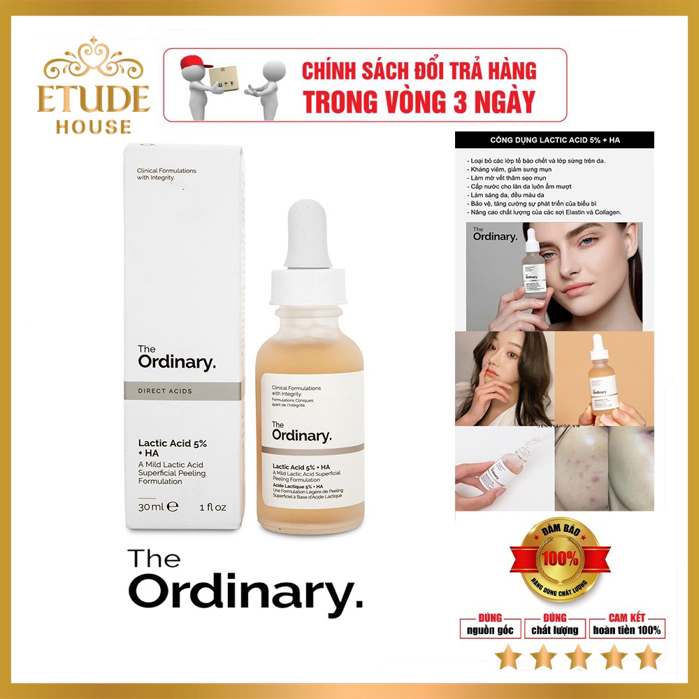 Tinh Chất Làm Sáng Da Đều Mầu Da Làm Da Mềm Mịn The Ordinary Lactic Acid 5% + Ha