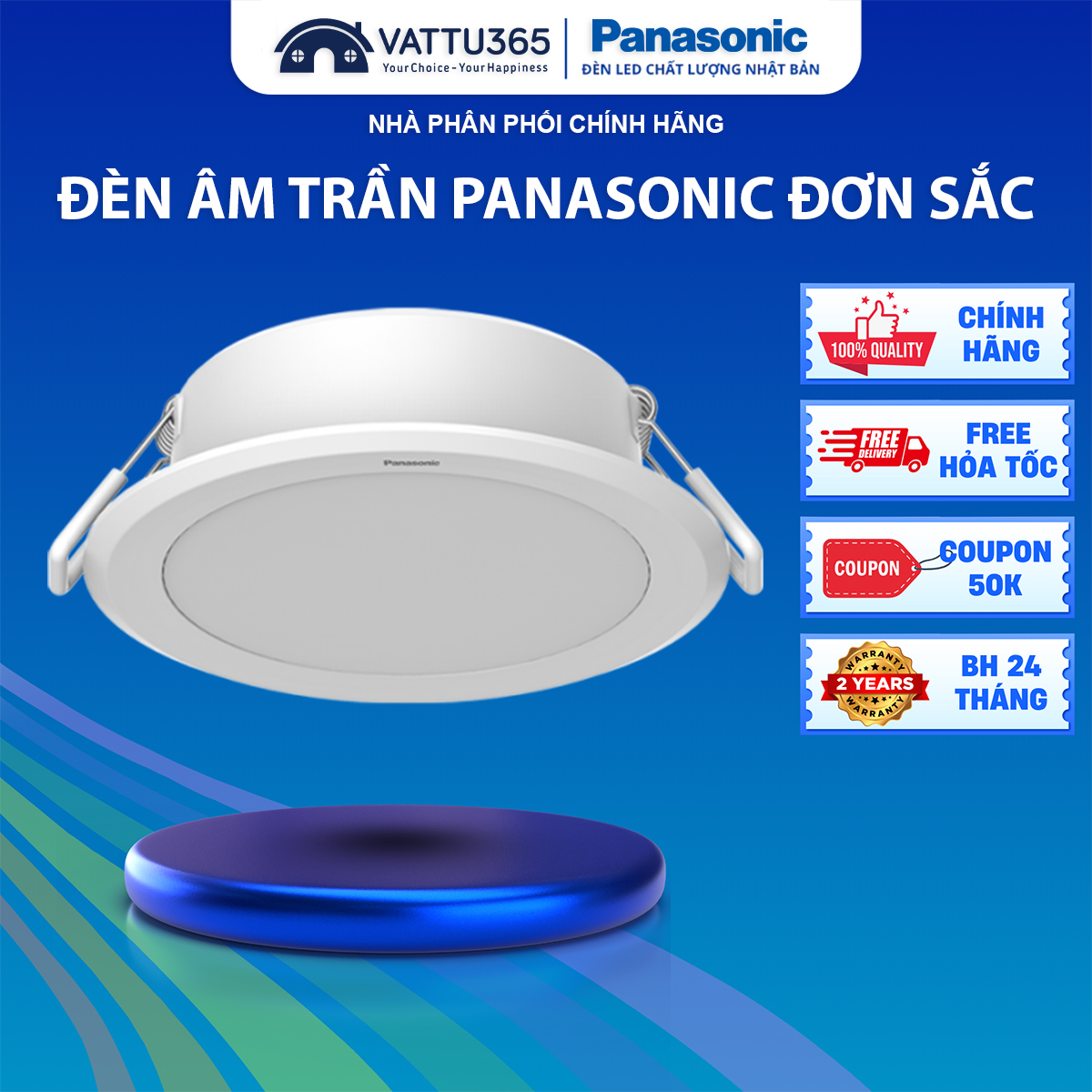 Đèn LED âm trần Panasonic DN 2G Đơn sắc Công suất 9W 12W Bảo hành 2 năm - Lỗi 1 đổi 1