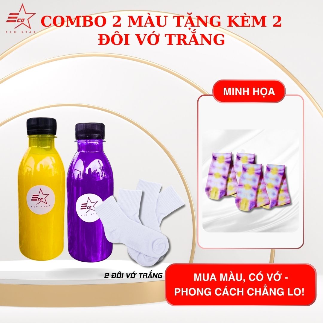 Combo 2 chai màu nhuộm vải Ecostar tặng 2 đôi vớ trắng thuốc nhuộm quần áo tại nhà tự tay nhuộm p