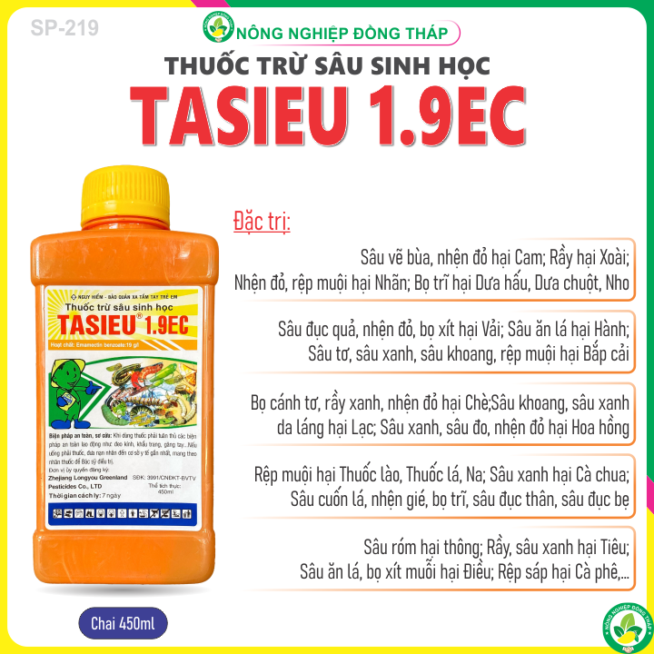 Thuốc Trừ Sâu Sinh Học TASIEU 1.9EC (Chai 450ml)