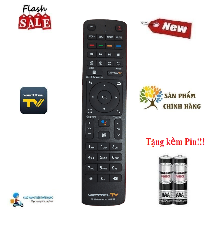 Remote Điều khiển giọng nói đầu Box Viettel TV Box  360 - Hàng chính hãng mới 100% Tặng kèm Pin