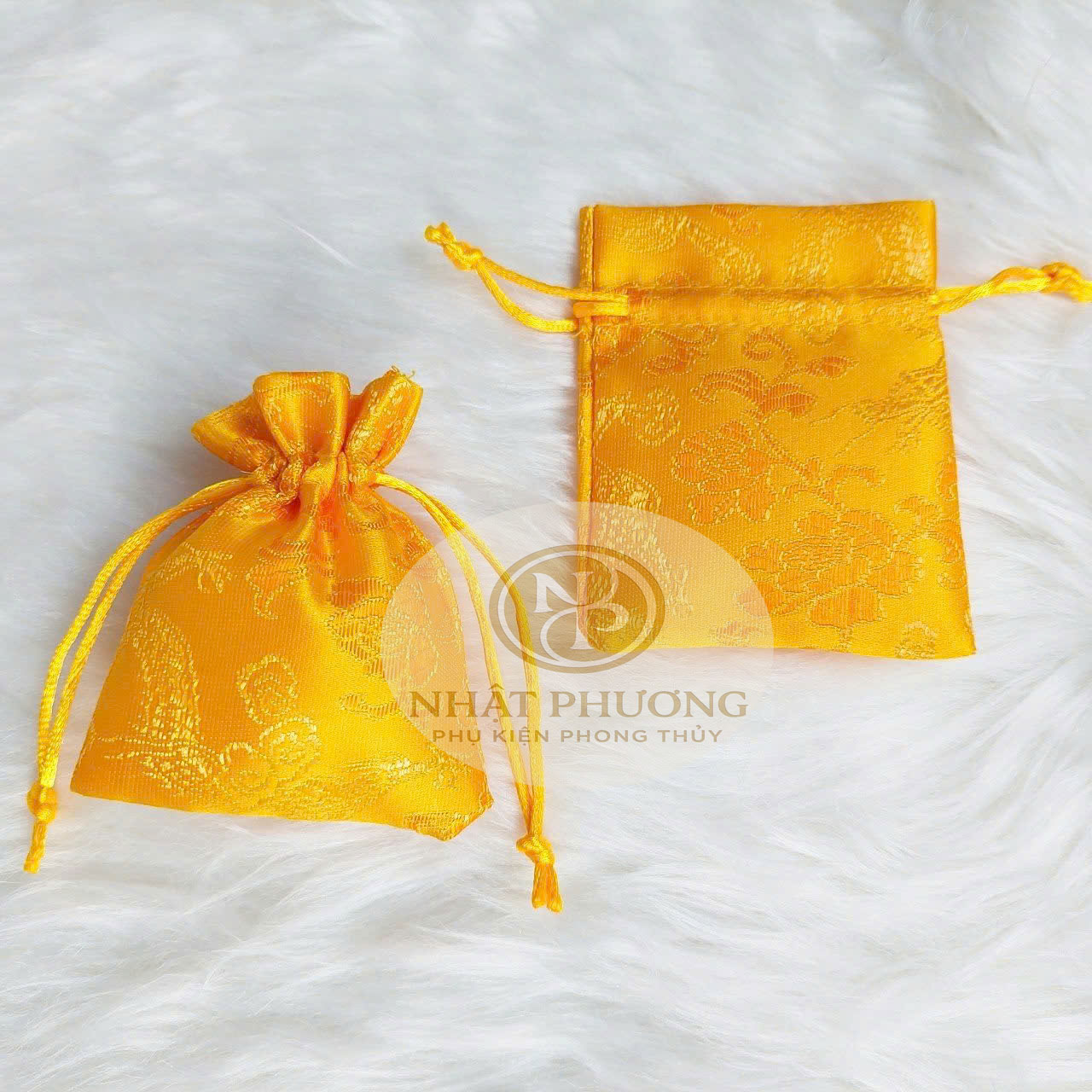 [Màu Đỏ Vàng] Combo 10 Túi Gấm Dây Rút 7x9cm – Bao Lì Xì Đựng Trang Sức Quà Tặng Phong Thủy