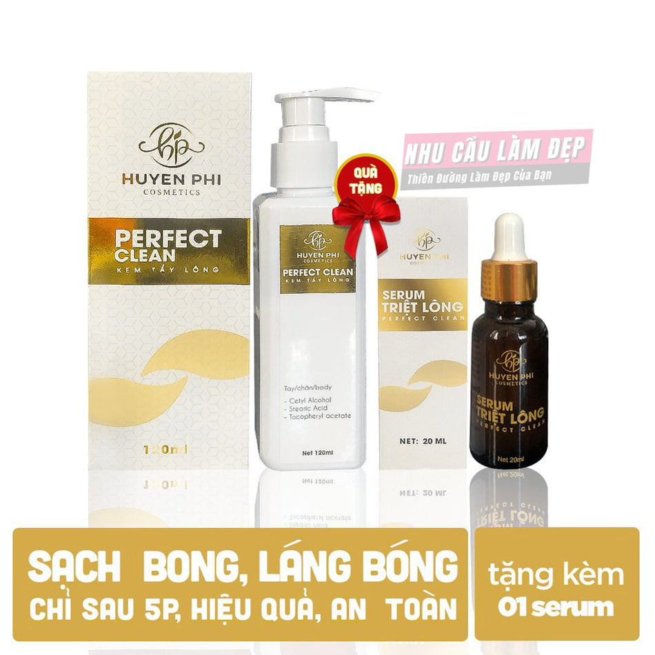 [Hcm][1 Tặng 1] Kem Tẩy Lông Perfect Clean Huyền Phi 120Ml Triệt Lông Nách Triêt Lông Vùng Kín Lông Tay Chân Cơ Thể An Toàn Tại Nhà - Tặng Kèm Serum Ức Chế Mọc Lông Huyền Phi