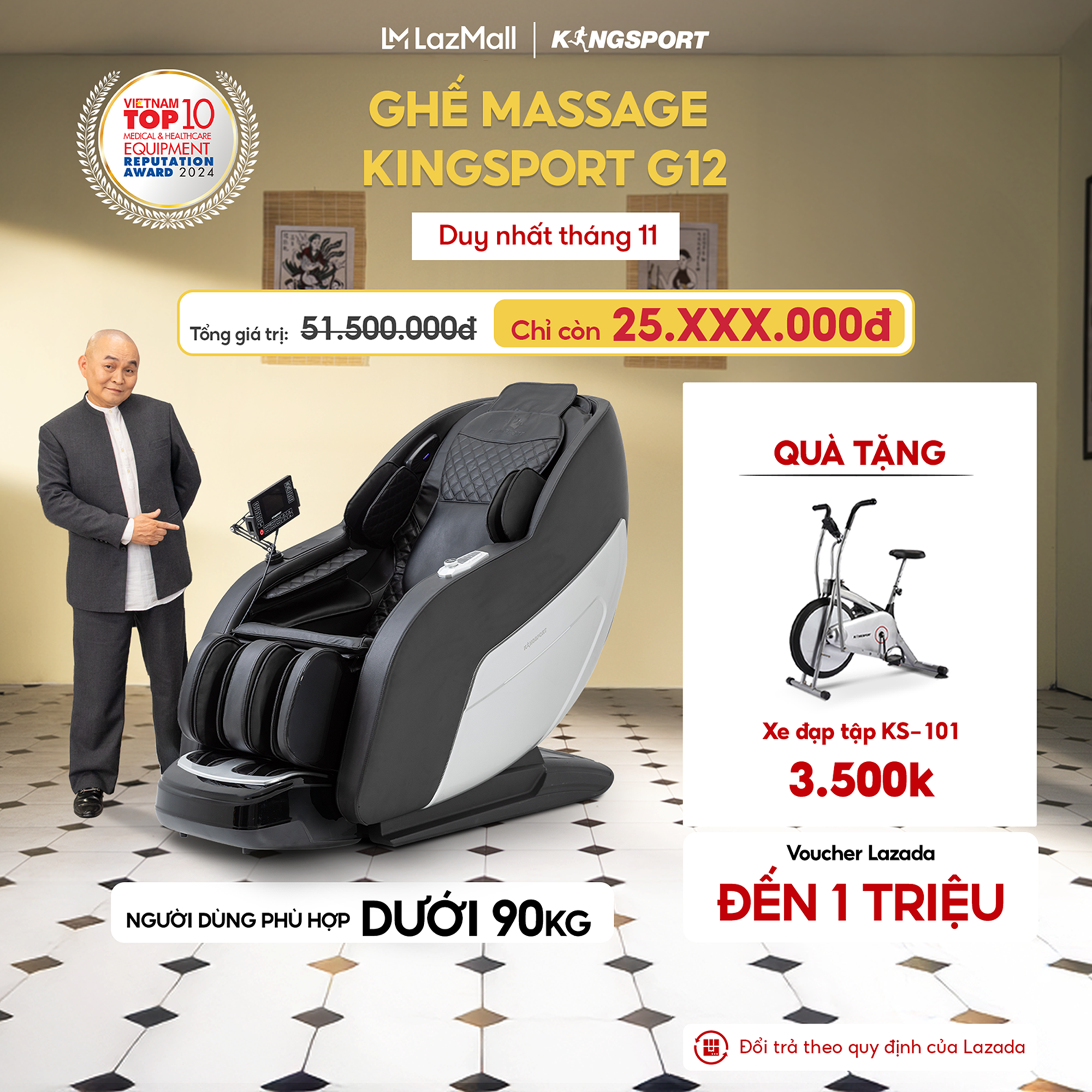 CHỈ GIAO MIỀN NAM | Ghế massage KINGSPORT G12 công nghệ mới Kingtech Touch Pro 25 bài massage tự 