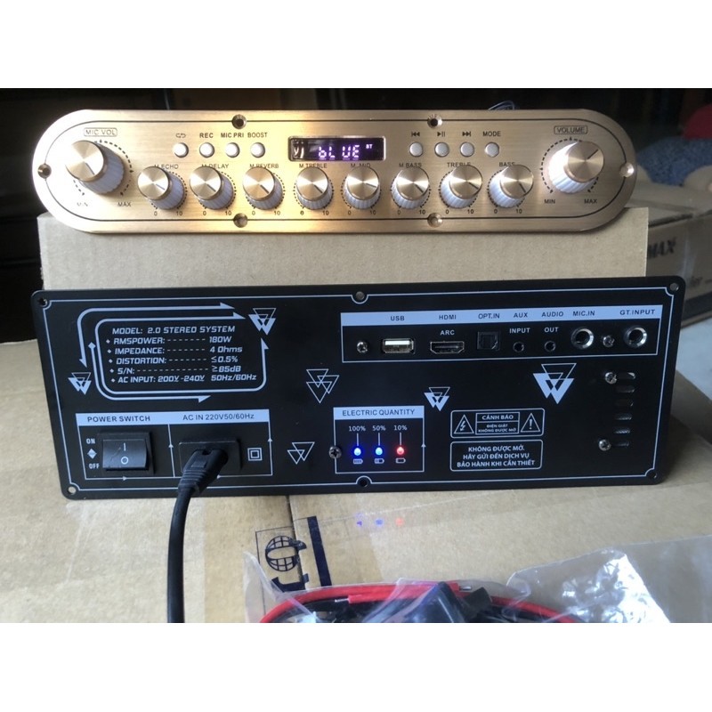 Bo mạch loa kéo xách tay K18Plus 2 kênh Stereo cs 180w (Karaoke Reved Echo DSP 3 Way ráp loa 2 bass 