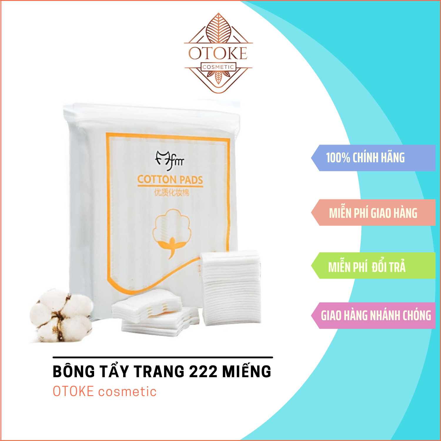 Bông tẩy trang 3 lớp Cotton Pads [Túi 222 miếng]