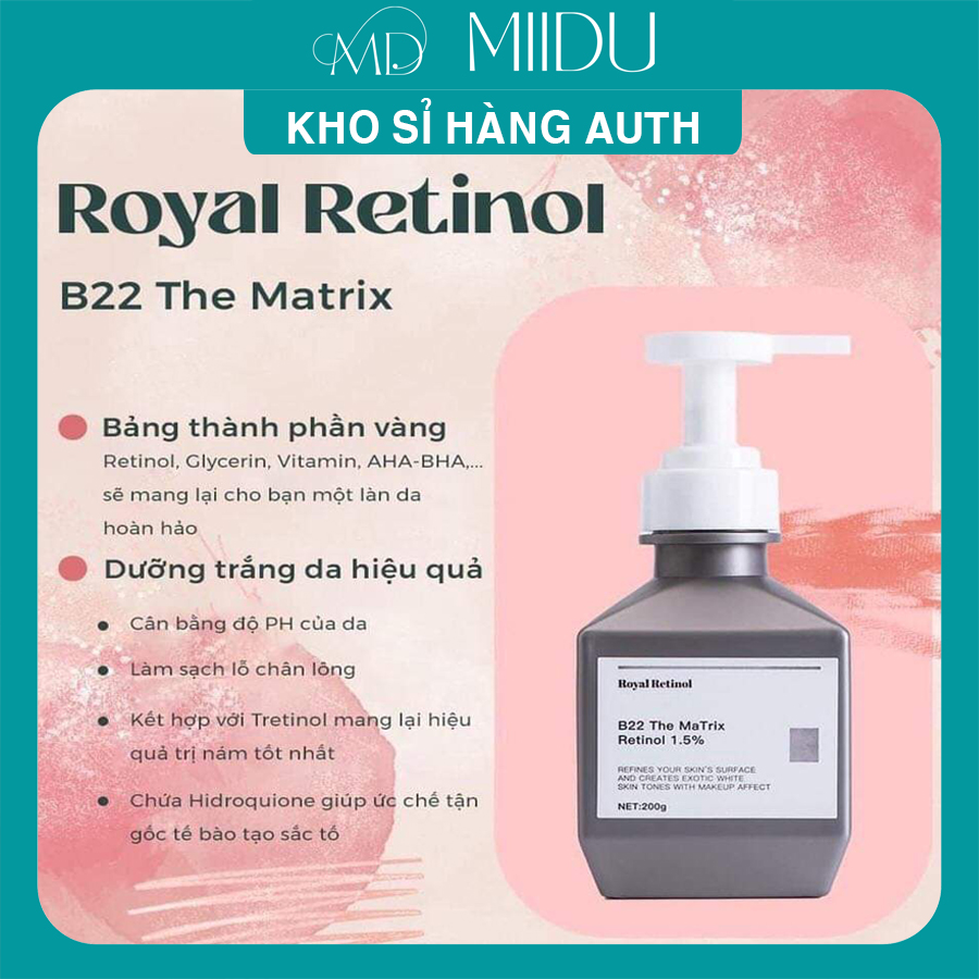 Kem ủ dưỡng trắng body ROYAL RETINOL B22 The Matrix 1.5% (chai 200g)