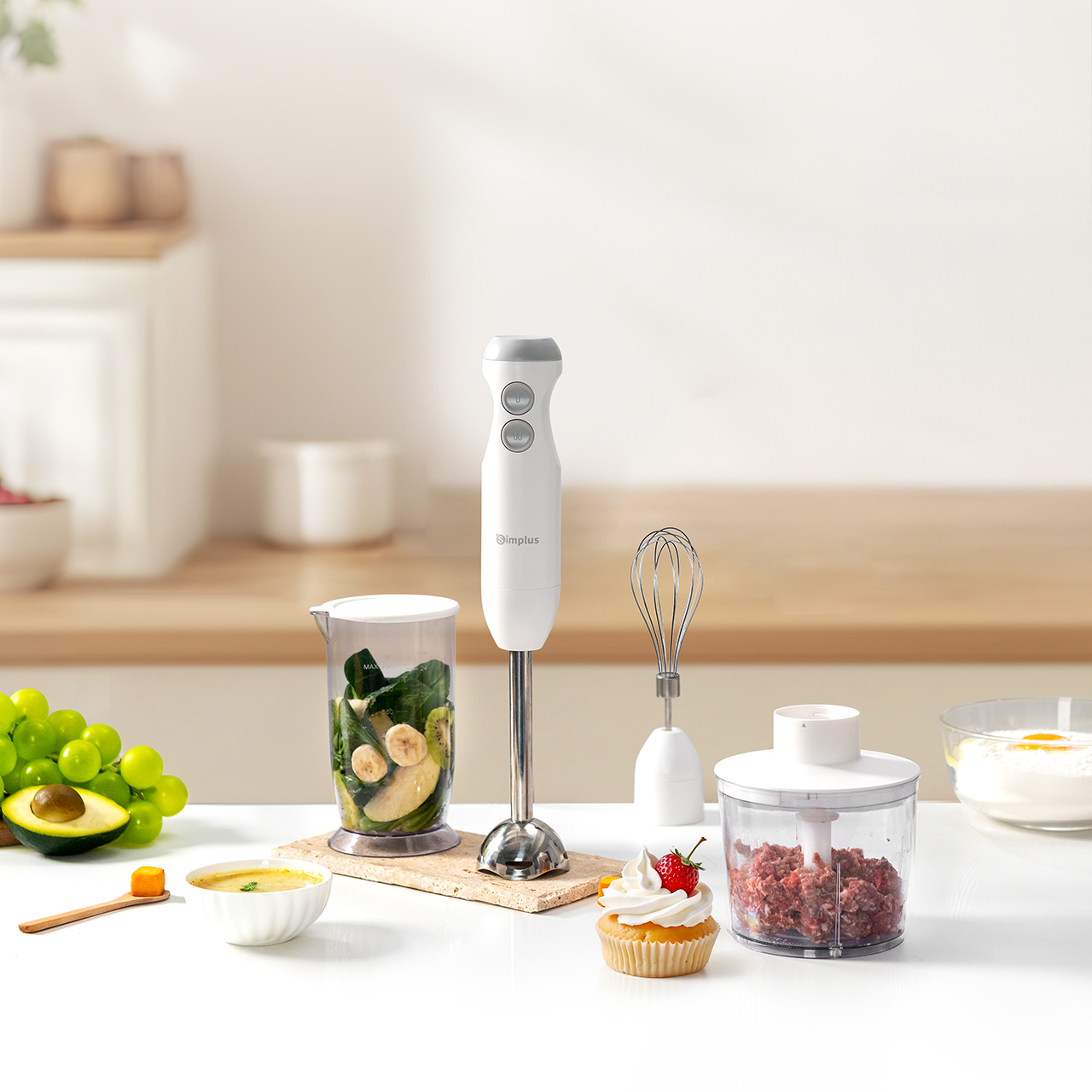 Simplus Máy Xay Cầm Tay Xay Thịt Đánh Trứng Xay Thực Phẩm Cho Bé Ép Trái Cây Làm Sốt Làm Bánh Xay Hạt JBBA003