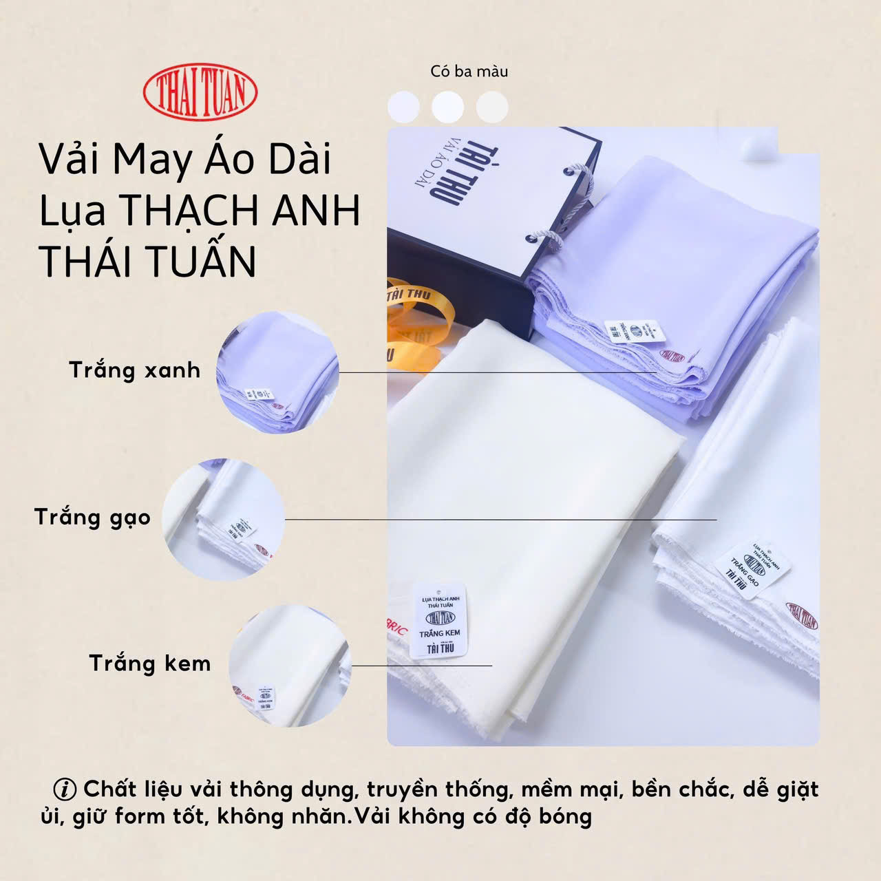 {Thái Tuấn} Vải May Áo Dài Lụa Thạch Anh Mềm Mại Không Nhăn