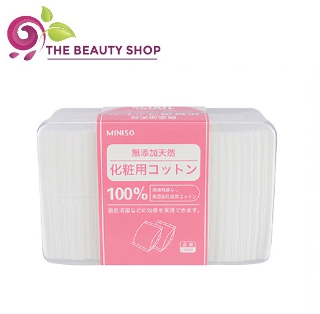 Hộp Bông Tẩy Trang Miniso 1000 Miếng – Nhật Bản  (hộp hồng)