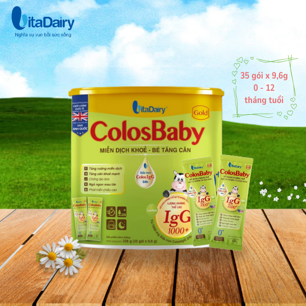 Sữa bột ColosBaby Gold 0+ 336g hỗ trợ tăng cân miễn dịch khỏe cho bé (Dạng Gói Tiện Lợi 96g) 35 gói 