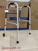 khung tập đi phục hồi chức năng sau tai biến. xe đẩy cho người già. khung tập đi có bánh xe inox hợp kim nhôm các loại.