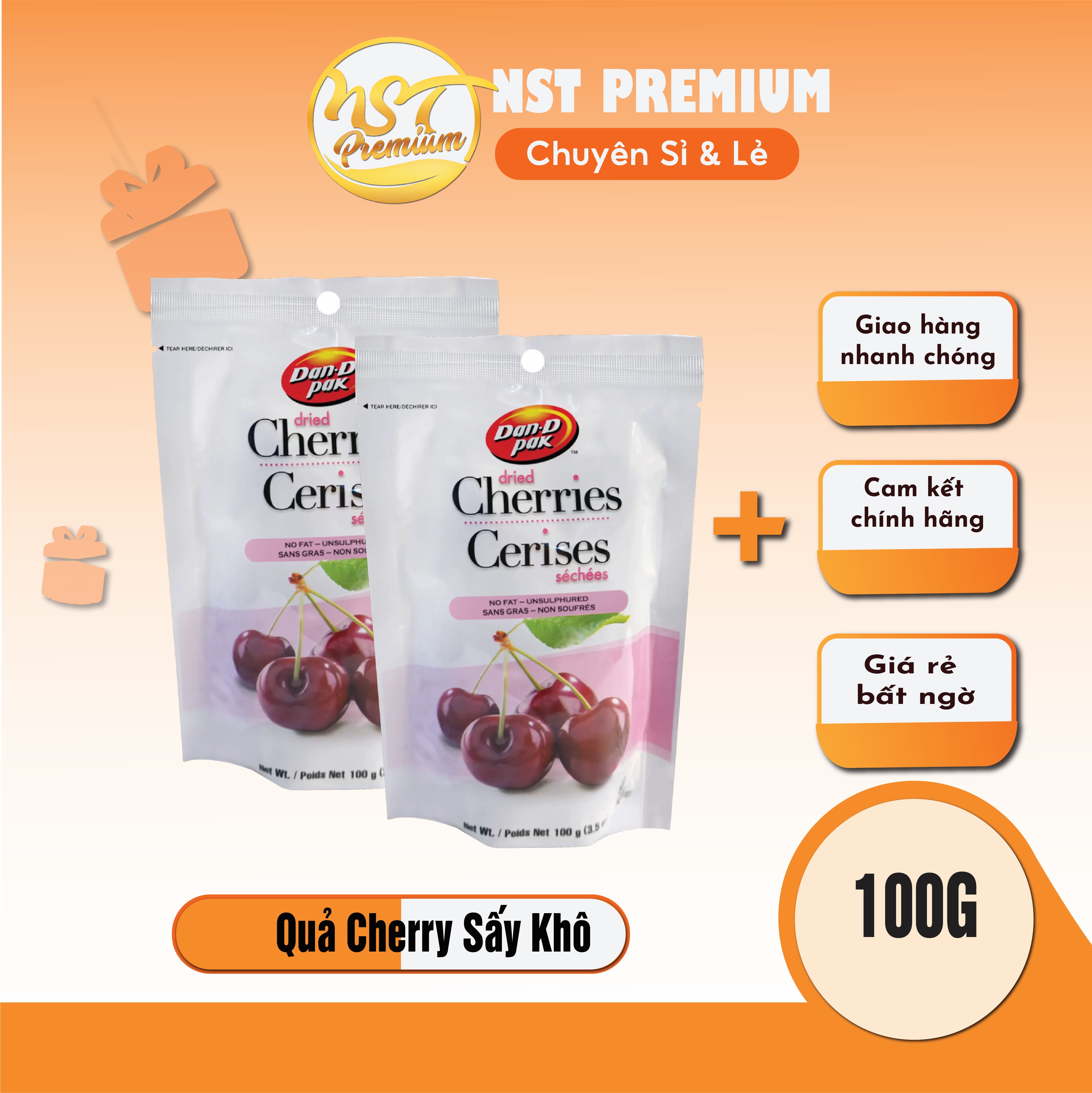 Quả Anh Đào – Chery Sấy Khô Của Dan.D Pak (100g) Mỹ