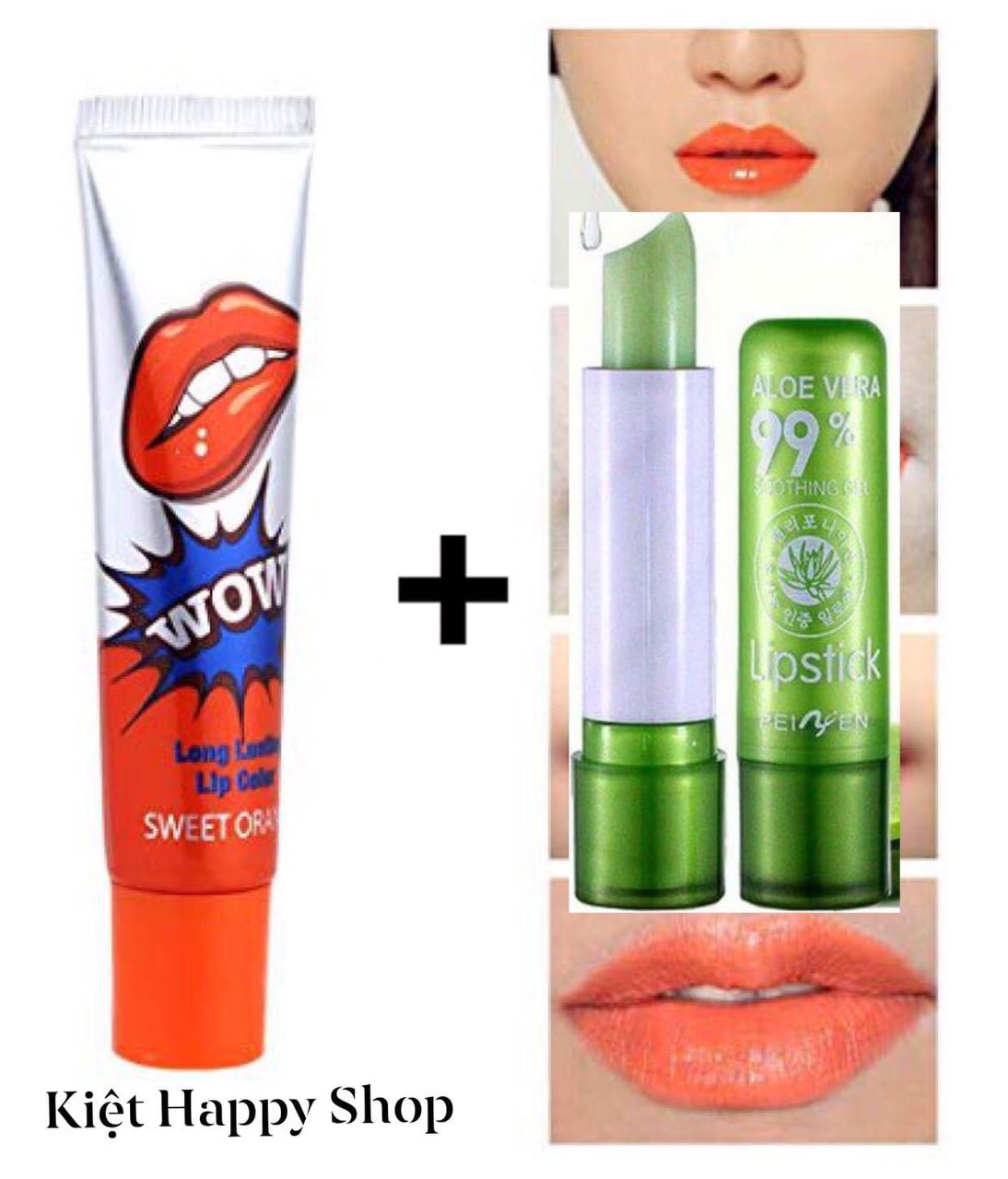 [? Hothot ? ] Combo Son Xăm Hàn Quốc Và Son Dưỡng Aloe Vera