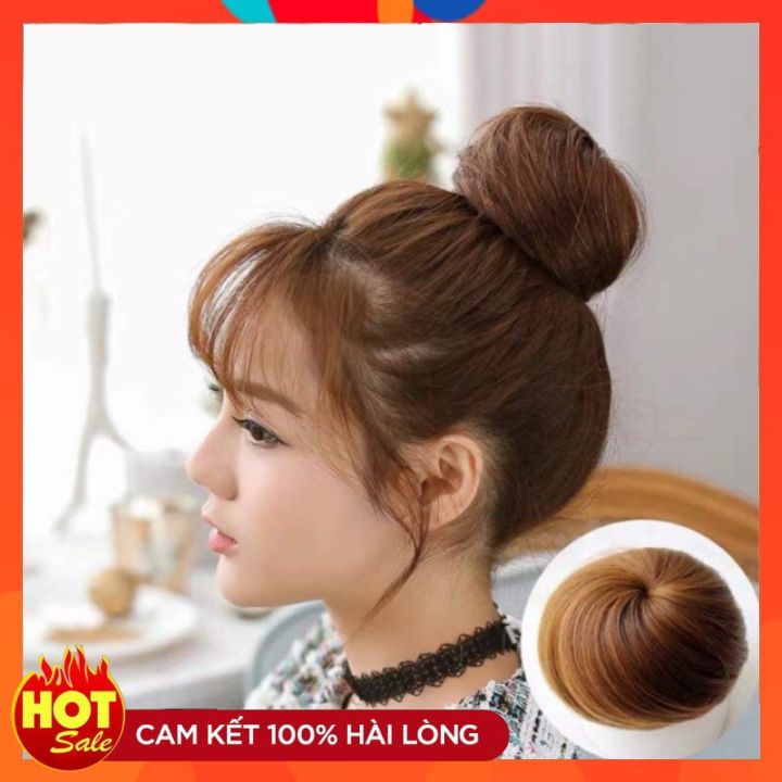 Tóc Giả Nữ ☀️MẪU MỚI☀️ Tóc Giả Búi Củ Tỏi Tròn Siêu Đẹp Siêu Mượt Uốn Ép Thoải Mái – Có 5 Màu Cho Khách Lựa Chọn