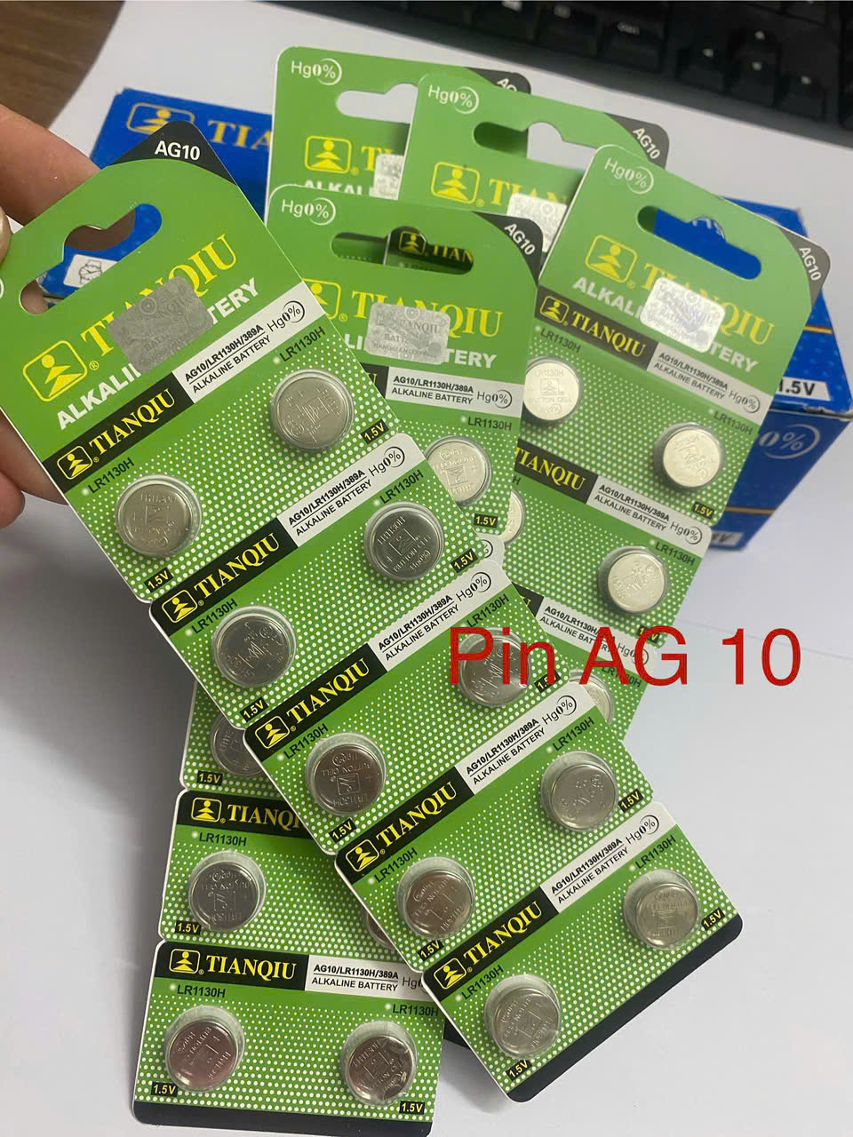 Vỉ 10 Viên Pin cúc áo nhỏ AG10 LR1130H 389A TIANQIU 1.5V dùng cho đồng hồ đeo tay đồ chơi nhiệt kế m