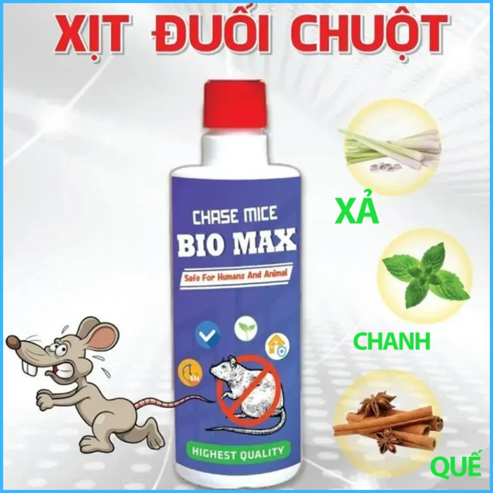 Chai Xịt Đuổi Chuột Bio Max 500ML Công Nghệ Đức - Xịt Đuổi Chuột Côn Trùng An Toàn & Hiệu Quả Cho Ng