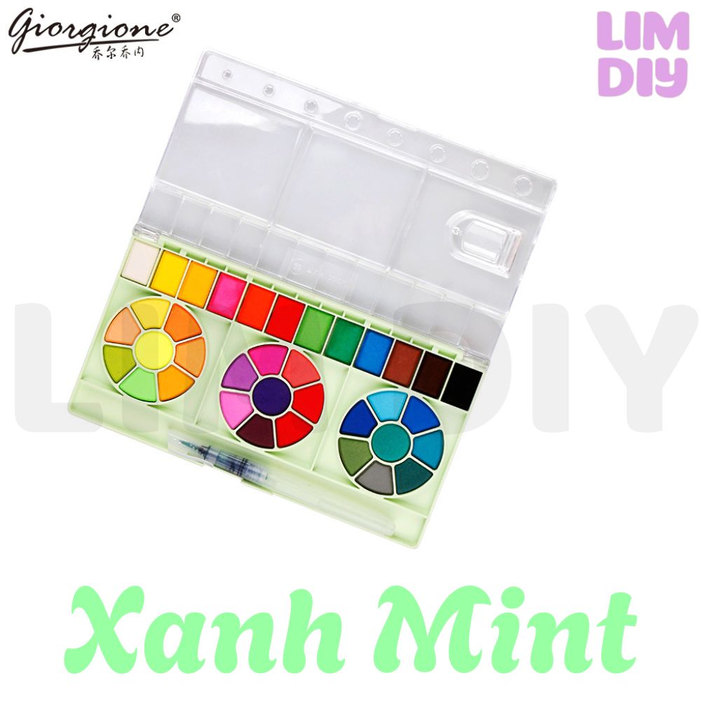 Bộ màu nước nén kèm cọ 36 màu macaron Giorgione vẽ tranh trang trí sổ làm đồ handmade LIM DIY