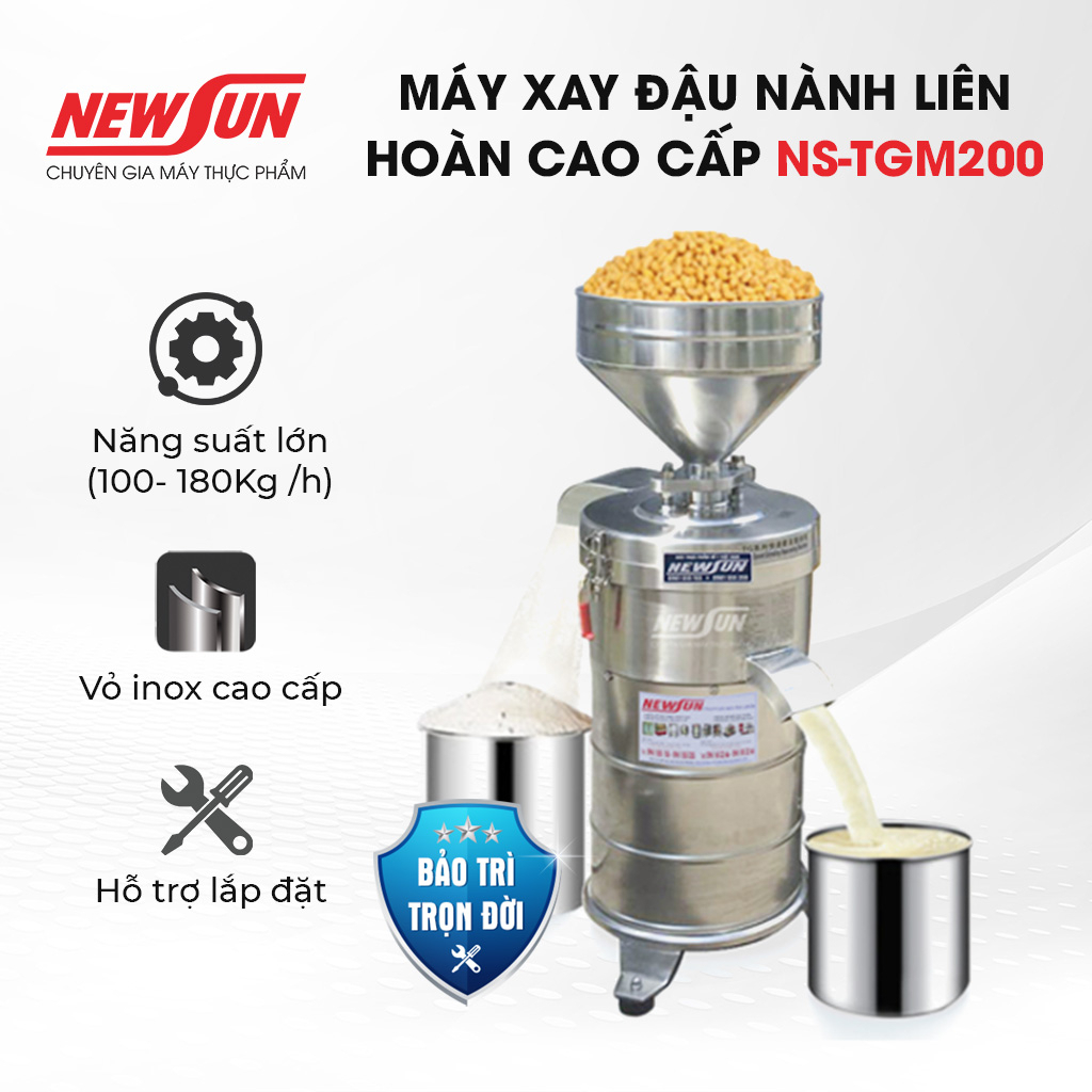 Máy xay đậu nành liên hoàn cao cấp NS-TGM200 NEWSUN Công suất 5000w(180kg/h) bảo hành chính hãng 12 