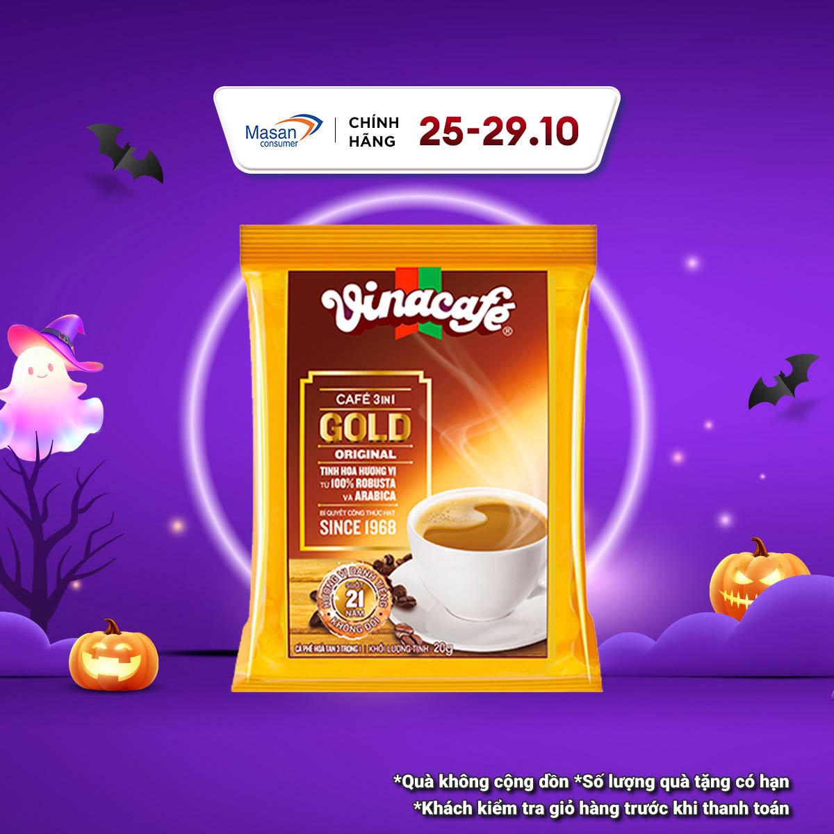 Cà Phê Vinacafé 3in1 Gold Original - Túi 24 Gói x 20g