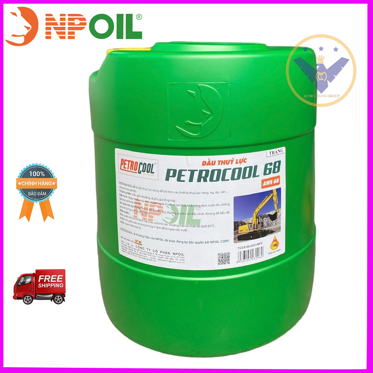 Dầu thủy lực cao cấp NPOIL Petrocool AWS 68 - xô 18 lít