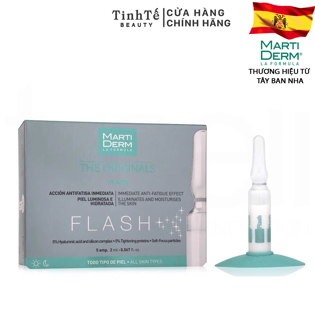 Ampoule Dưỡng Ẩm Làm Sáng Da & Giảm Mệt Mỏi Tức Thì - Martiderm The Originals Flash (2Ml X 5 Ống)