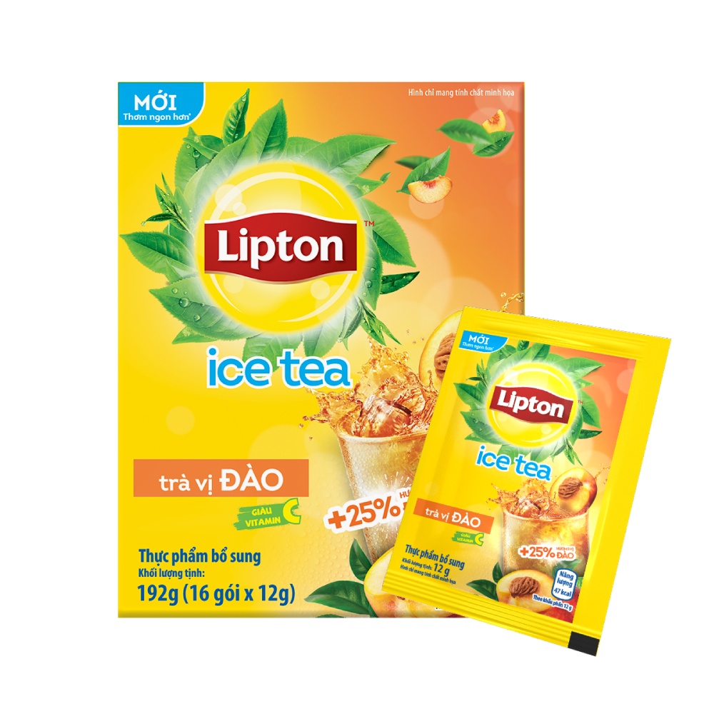 Trà Hòa Tan  Lipton Vị Đào 16 Gói Lipton Peach Ice Tea