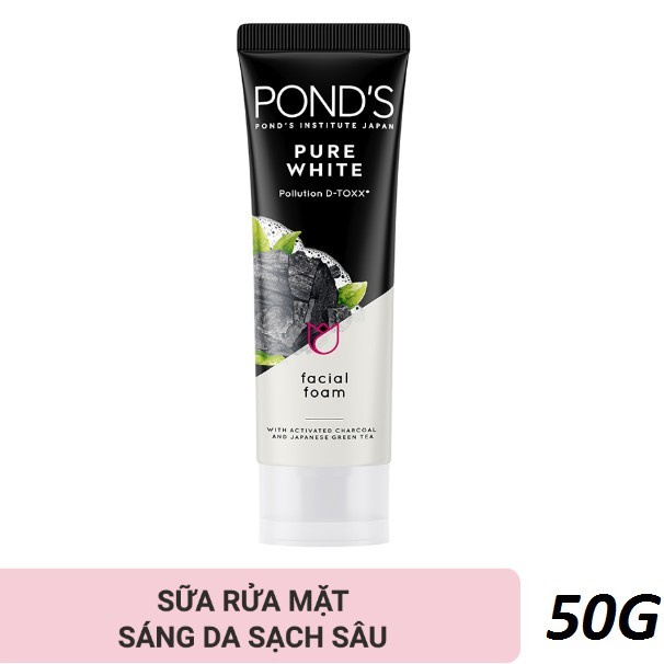 [HCM]Sữa rửa mặt trắng da từ than hoạt tính Ponds Pure White 50g - 8999999052973