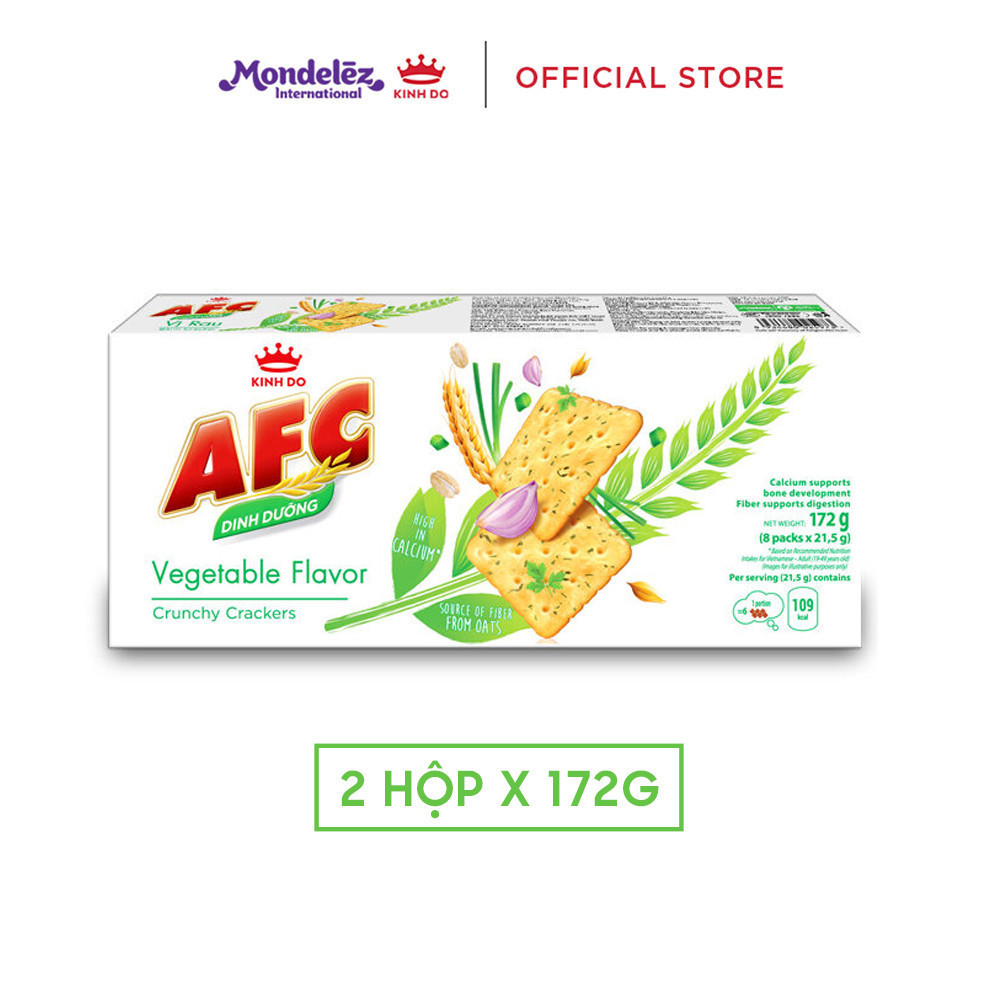 Bánh Cracker Dinh Dưỡng AFC Vị Rau Combo 2 Hộp X 172G
