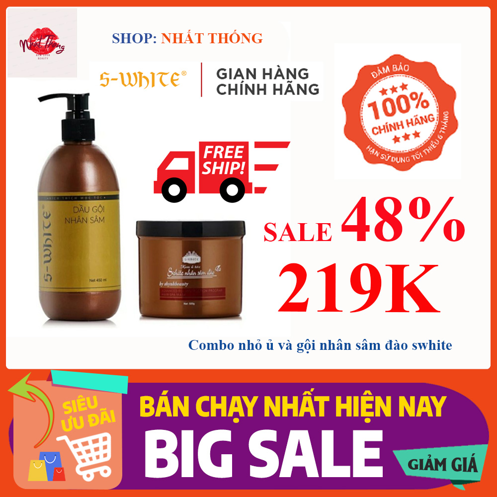 Combo nhỏ ủ và gội nhân sâm đào swhite