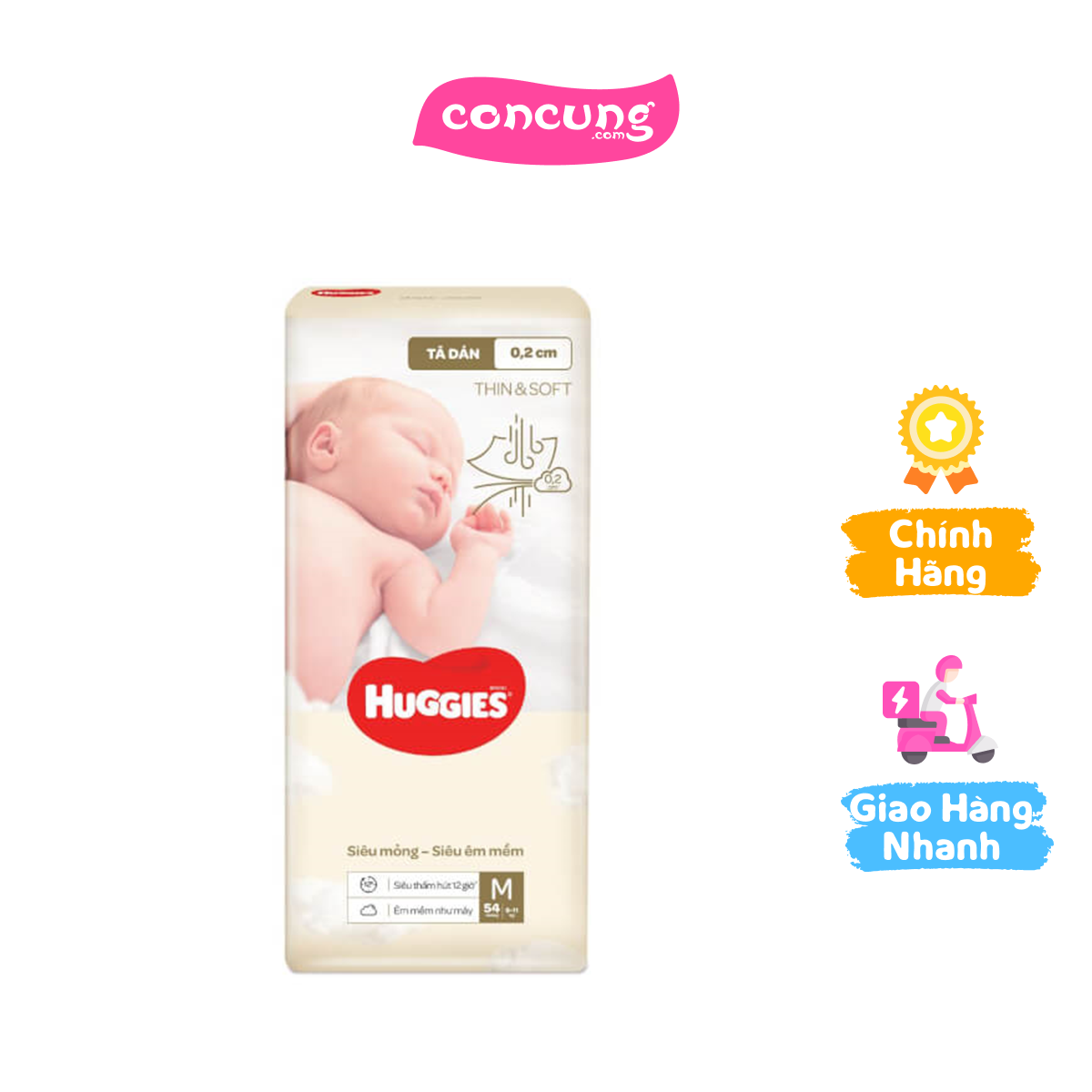 Tã dán Huggies Thin & Soft (M 6-11kg 54 miếng)