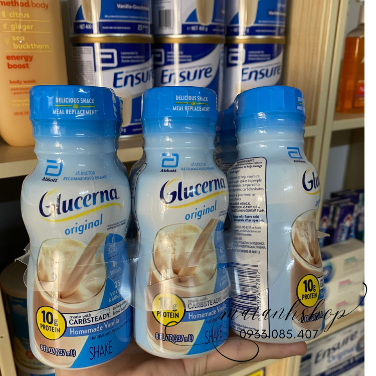 [Mẫu mới date xa] Sữa Glucerna nước Glucerna Shake Original Thùng 24 chai nhựa 237ml dành cho người tiểu đường cần bổ sung khoáng chất và năng lượng [Hàng chuẩn Mỹ]