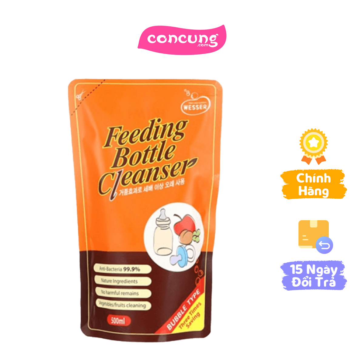 Nước rửa bình sữa Wesser (Túi 500ml)
