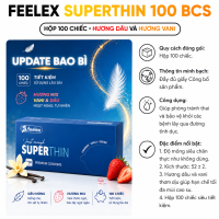 Bao Cao Su Nam Gia Đình Siêu Mỏng Feelex Super Thin Nhiều Gel Bôi Trơn Hương Dâu Vani - Hộp Lớn 30C - Cảm Giác Chân Thực Chạm Đỉnh