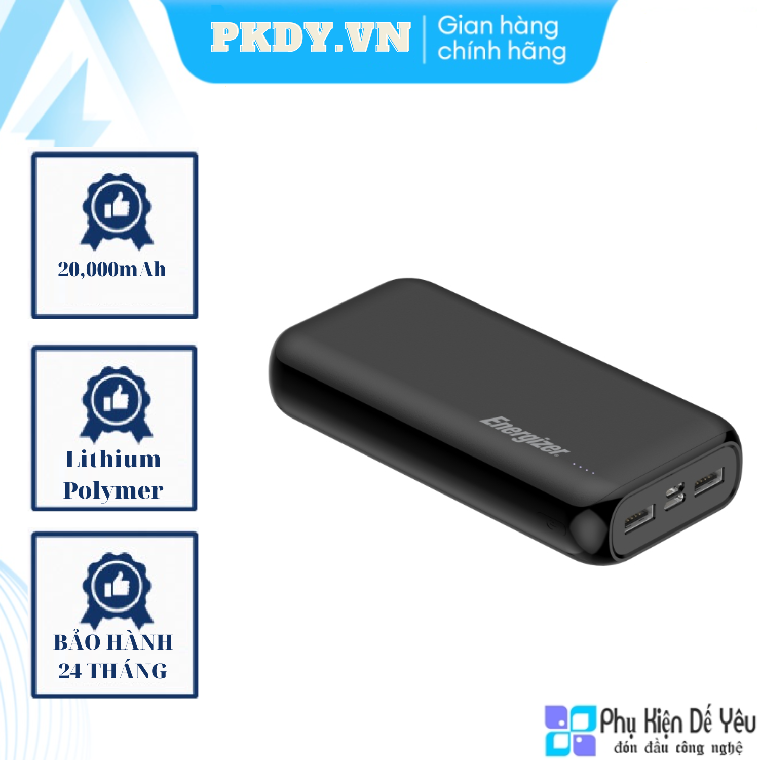 Pin sạc dự phòng Energizer UE20010 20000mAh (Phân phối chính hãng)