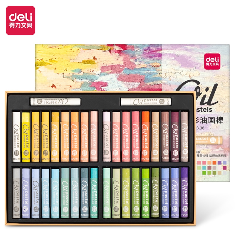 Bút Màu Sáp Dầu Chuyên Nghiệp Deli Hộp Màu Sáp 24/36/48 Màu Đậm Sắc Nét - HM711A