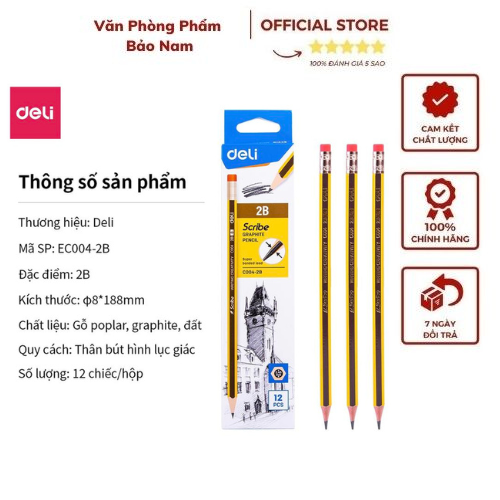 Bút chì DELI 2B - Scribe  C004Bút chì 2B Deli - Viết chì là một vật dụng không thể thiếu đối với các