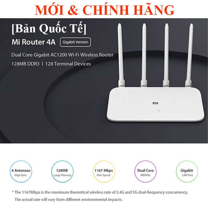 Bộ Phát Wifi Tốc độ AC1200 Băng tần kép Xiaomi Mi Router 4A Quốc Tế Tiếng Anh 4C 300Mbps
