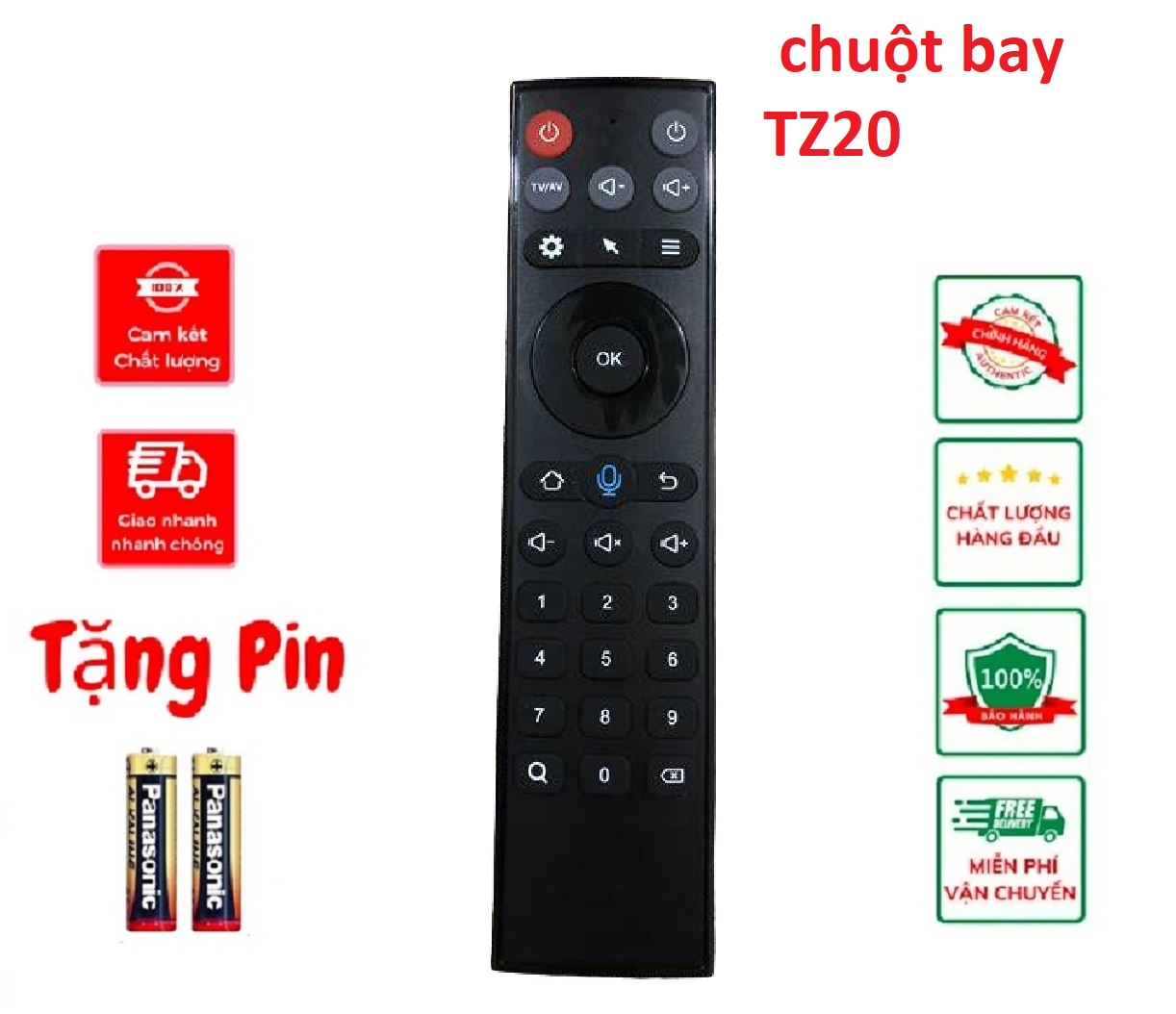 Điều khiển chuột bay TZ20 giọng nói 1 chạm 4 phím học lệnh- Hàng chính hãng 100%