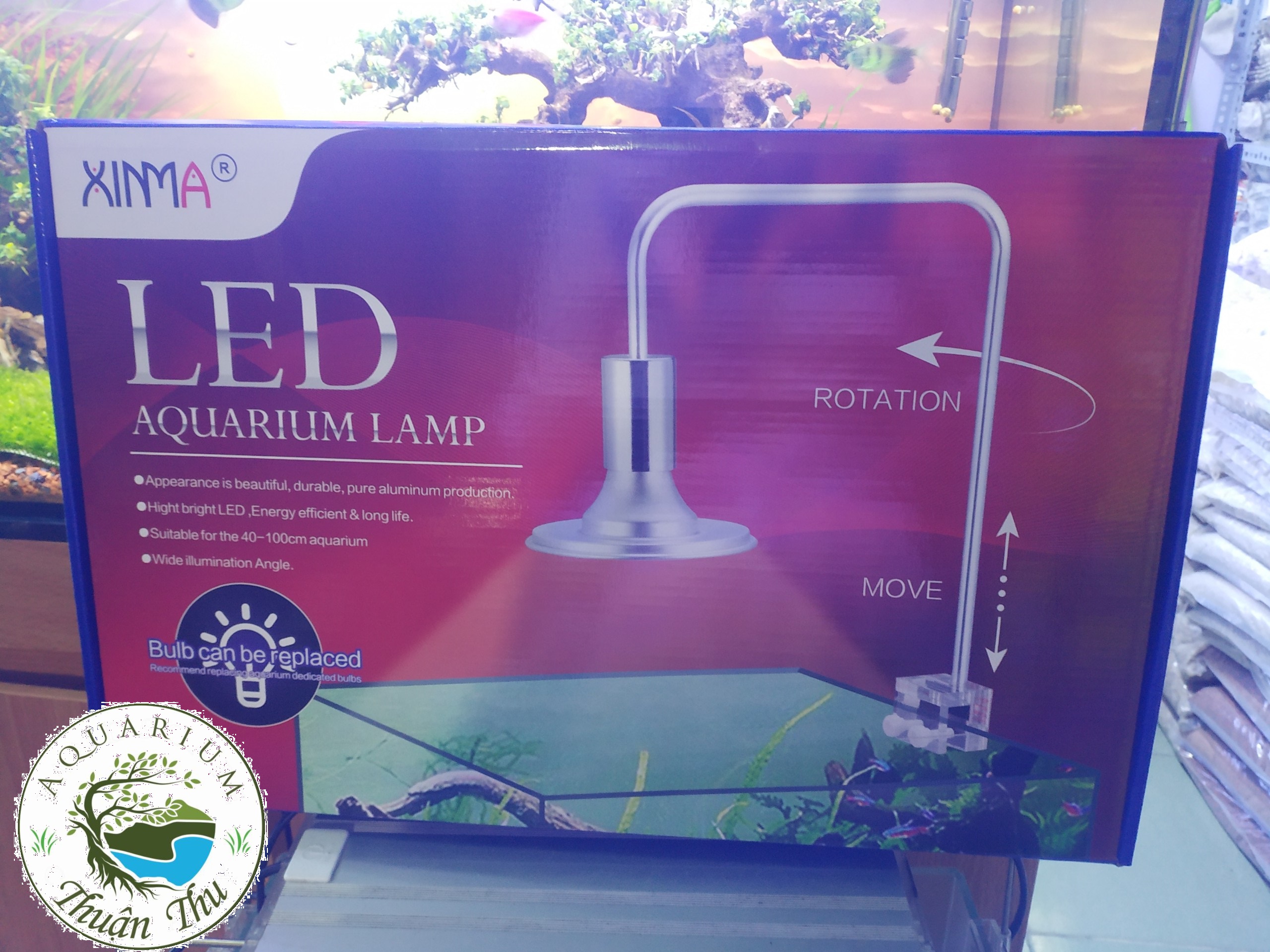 Đèn kẹp XIMA 20W và 40W ánh sáng Trắng và RGB cho bể thủy sinh bể bán cạn